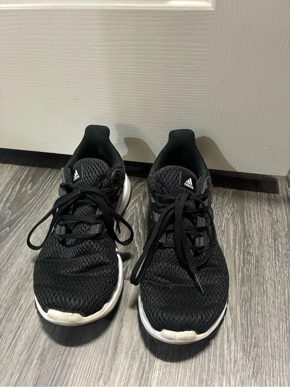 adidas Black and White Mesh Athletic Sneakers